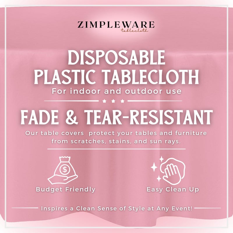 ZIMPLEWARE Premium Pink Plastic Table Cloth Disposable (12 Pack) Round Tablecloth (84in) Party Table Cloths Disposable, Perfect Table Cloth Round Cover for Any Table Up to 6 Feet - Image 2